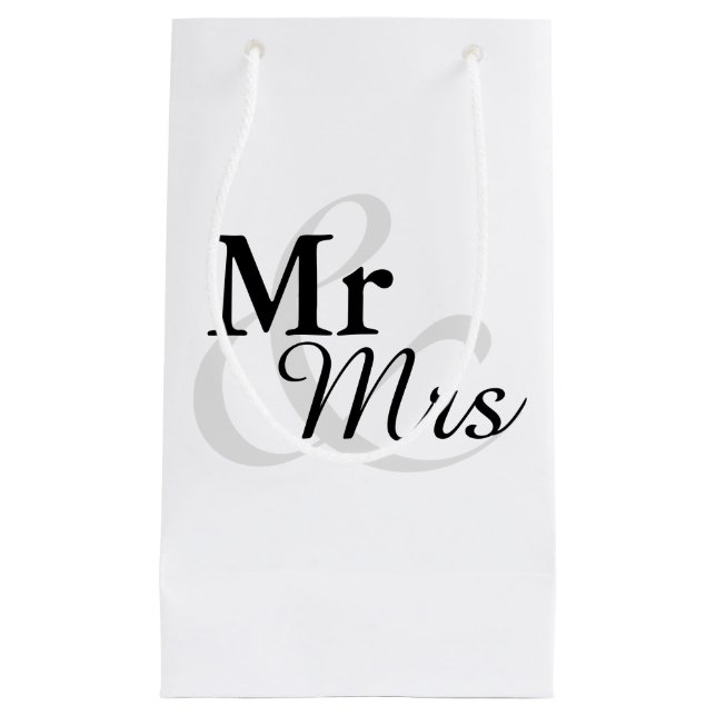 Mr&Mrs Simple Elegant Typography Wedding Small Gift Bag (Front)