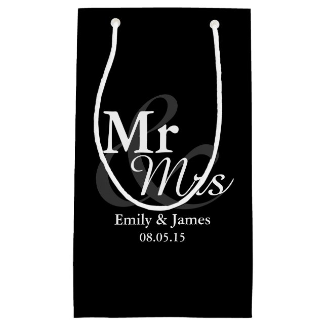 Mr&Mrs Simple Elegant Typography Wedding Small Gift Bag (Front)