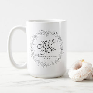 Mr. & Mrs. Simple Floral Wedding Classic Mug