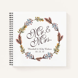 Mr. & Mrs. Simple Floral Wedding Guestbook Notebook