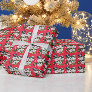 Mr. & Mrs. Snowman and Snowkids Wrapping Paper