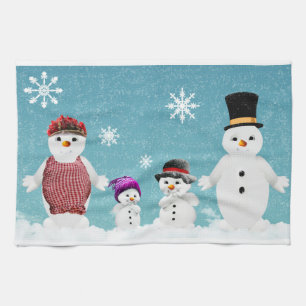 Mr&Mrs Snowman and their Family in Christmas Tea Towel