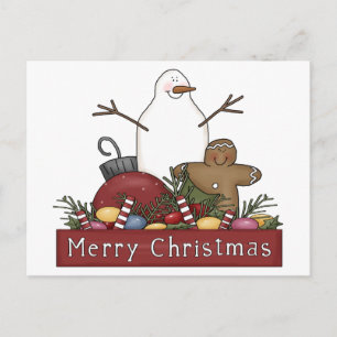Mr & Mrs Snowman Postcard