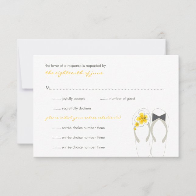 Mr & Mrs Summer Flip Flops Beach Wedding RSVP Card (Front)
