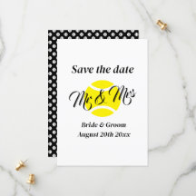 Mr & Mrs tennis couple wedding save the date cards