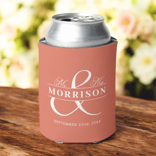 Mr Mrs Terracotta Wedding Favour  Can Cooler (Creator Uploaded)