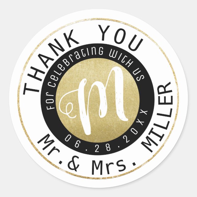 Mr. Mrs. THANK YOU  Classic Round Sticker (Front)