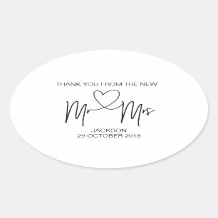Mr & Mrs Thank You Wedding Favour Sticker