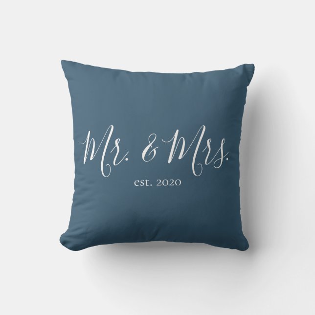 Mr. & Mrs. Throw Pillow for Newlyweds Anniversary (Front)