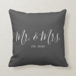 Mr. & Mrs. Throw Pillow for Newlyweds Anniversary<br><div class="desc">Mr. and Mrs. throw pillow personalised with the year of the wedding makes a cute wedding or anniversary gift.</div>