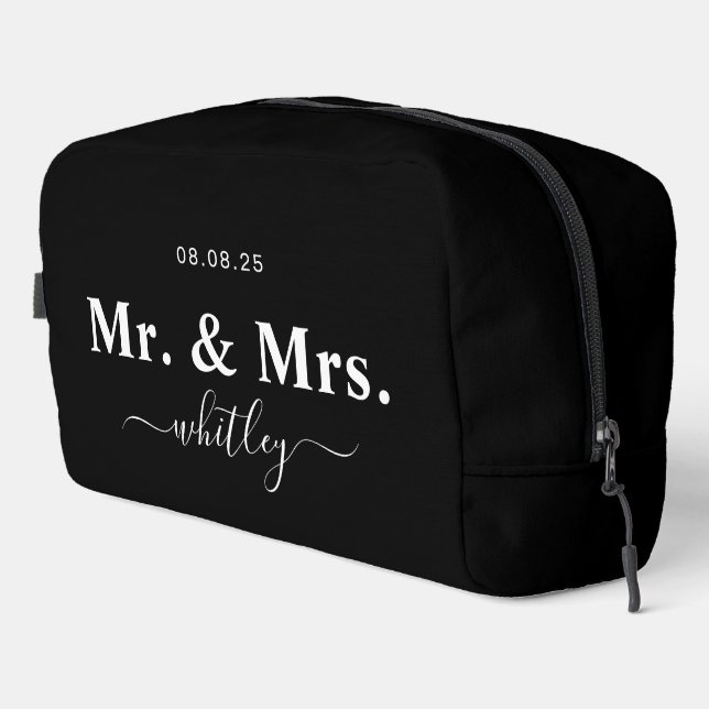 Mr. & Mrs. Toiletry Bag for Couple (Black) (Right Corner)