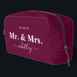 Mr. & Mrs. Toiletry Bag for Couple (Magenta:5f012)<br><div class="desc">This is a perfect wedding gift. This toiletry bag is a best for makeup or toiletries for travel, at home organisation. Simple Magenta & White, this style is a lovely personalised gift choice for your friends who is getting married. It is something that they would take to their honeymoon and...</div>