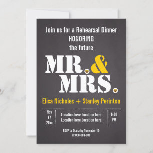 Mr. & Mrs. typography wedding rehersal dinner Invitation