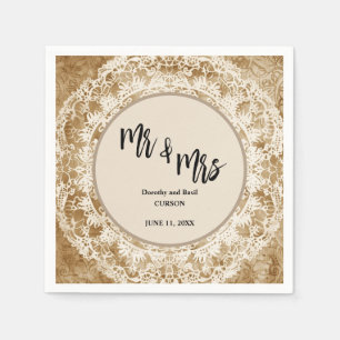 Mr & Mrs Vintage Lace Doily Wedding  Napkin