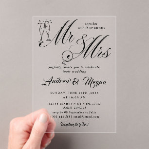 MR & mrs Wedding Acrylic Invitations