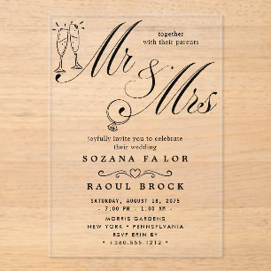 mr & mrs Wedding Acrylic Invitations
