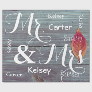 Mr & Mrs Wedding/Anniversary Personalised Names Wrapping Paper