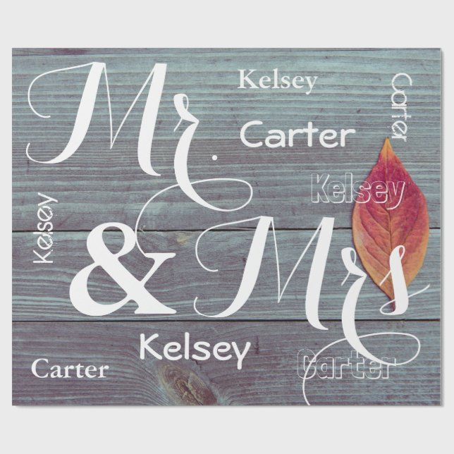Mr & Mrs Wedding/Anniversary Personalised Names Wrapping Paper (Flat)