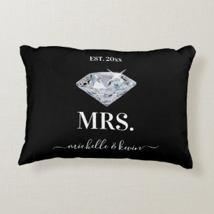 Mr. & Mrs. Wedding Black & White Decorative Cushion