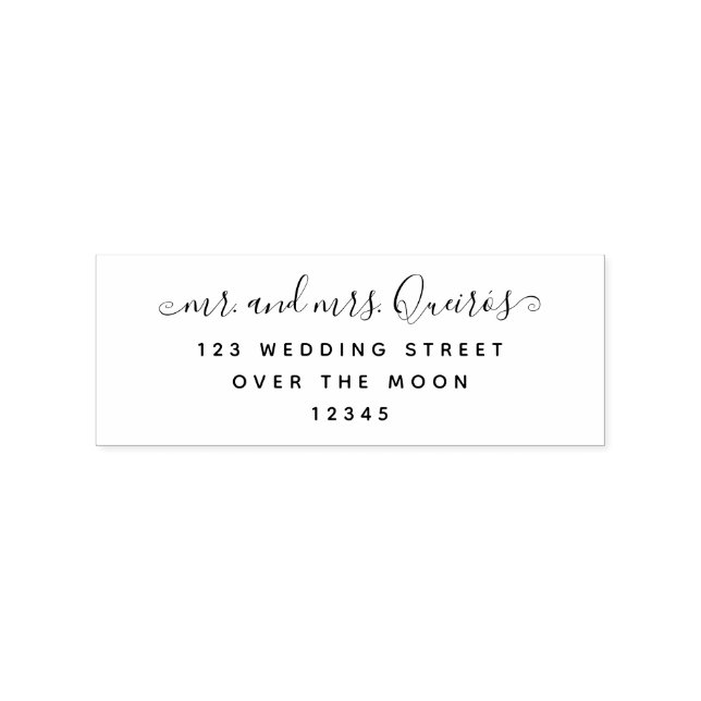 Mr Mrs Wedding Couple Calligraphy Return Address Rubber Stamp (Imprint)