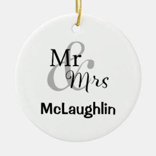 Mr & Mrs Wedding Couple Established Year Ceramic Tree Decoration