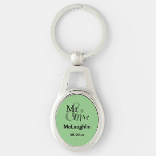 Mr & Mrs Wedding Couple (green)  Keychain