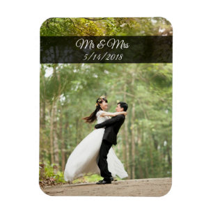 Mr & Mrs Wedding Couple Photo Mini Magnet