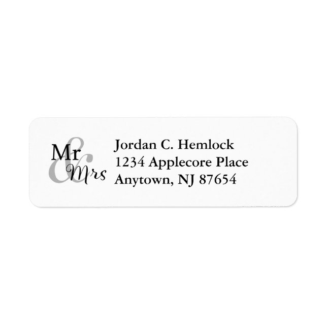 Mr & Mrs Wedding Couple Return Address (Front)