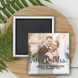 Mr & Mrs | Wedding | Custom Photo Square Magnet<br><div class="desc">Mr & Mrs | Wedding | Custom Photo Square Magnet. Customise the square magnet by changing the names and the image.</div>