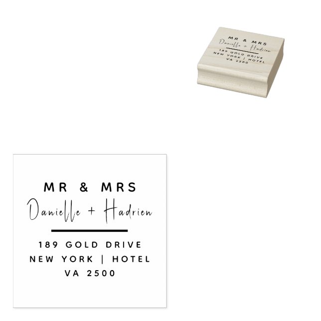  Mr & Mrs Wedding Custom Return Address Rubber Stamp (Stamped)