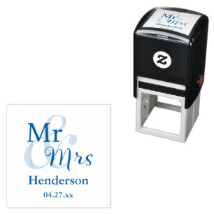 Mr & Mrs Wedding Customised with Name & Date Self-inking Stamp