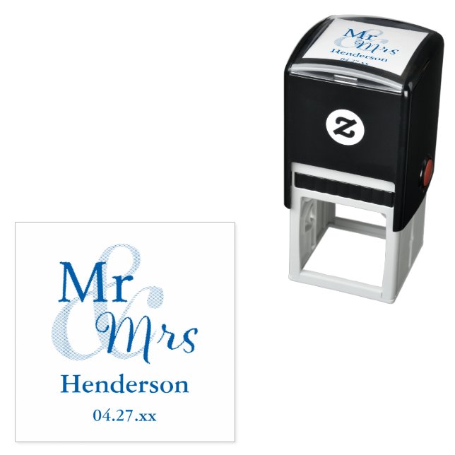 Mr & Mrs Wedding Customised with Name & Date Self-inking Stamp (In Situ)