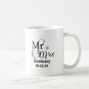 Mr & Mrs Wedding Date with Married Surname Coffee Mug