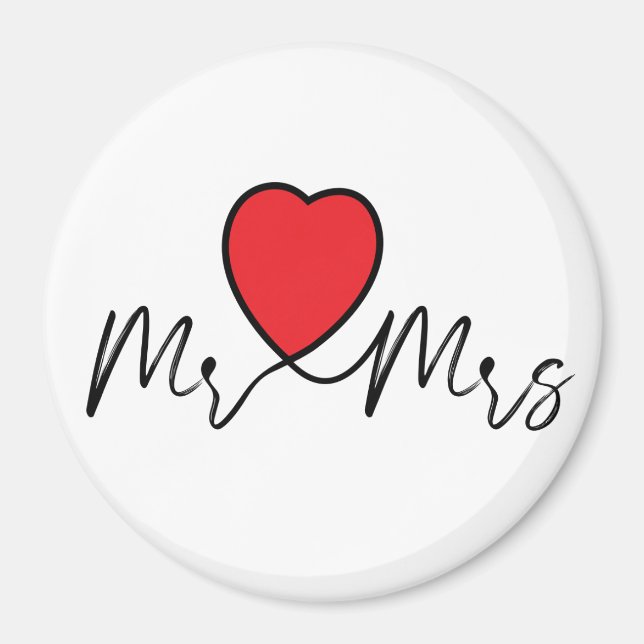 Mr. & Mrs. wedding decoration with hair Magnet (Front)