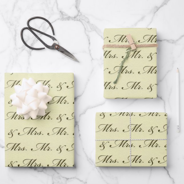 Mr & Mrs Wedding elegant bride and groom  Wrapping Paper Sheet (Front)