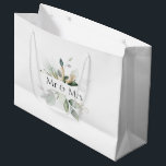 Mr & Mrs Wedding Elegant Greenery Gift Bag<br><div class="desc">Elegant Wedding Gift Bag with Green & Gold Greenery and Mr & Mrs in Black on White background. Easy to Personalise text,  text colour. A beautiful gift presentation for any wedding event,  will want to keep extras on hand. Mix and Match entire Elegant Greenery / Wedding Collections by TMCdesigns.</div>