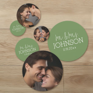 Mr. & Mrs. Wedding Favor - Sage Green Confetti