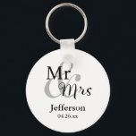 Mr & Mrs Wedding Favour Keyrings with Name & Date<br><div class="desc">These keychains make great wedding favours for your guests!</div>