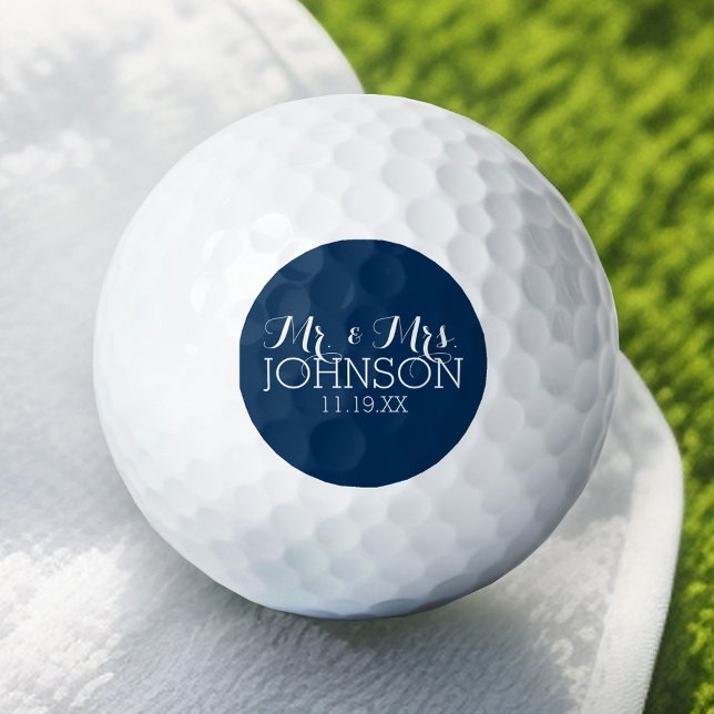 Mr & Mrs Wedding Favour Solid Colour Navy Blue Golf Balls (Personalized Golf Ball - Add Your Monogram for a Wedding Favor)