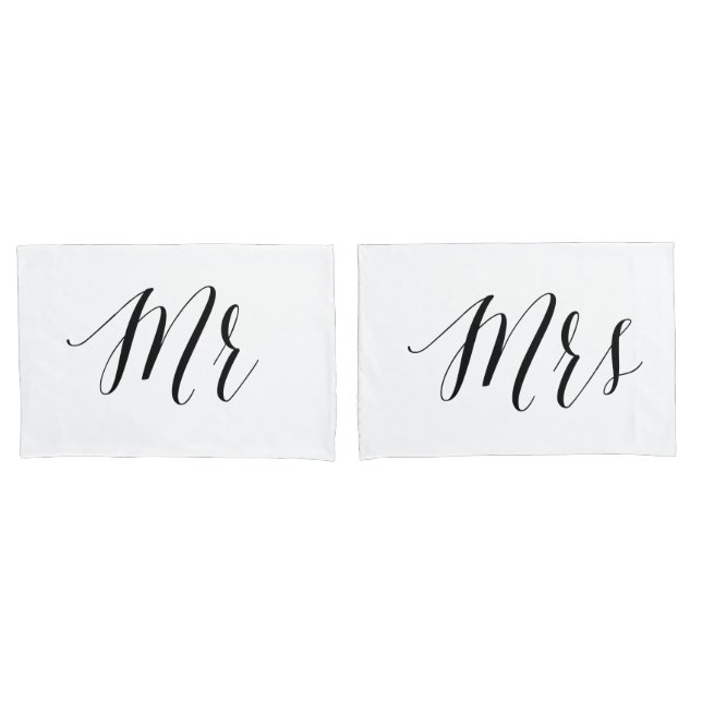 Mr Mrs Wedding His Hers Couple Romantic Bedroom Pillowcase (Front-Set)