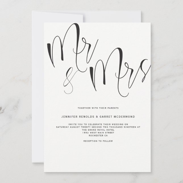 Mr. & Mrs. Wedding invitation (Front)