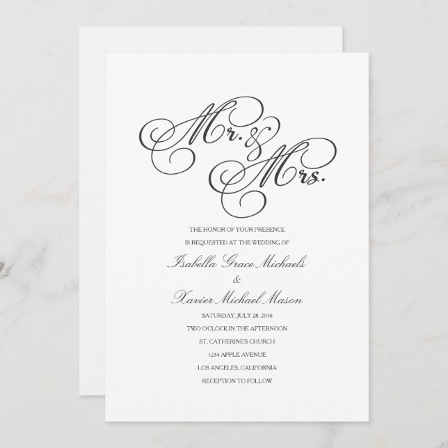 Mr. & Mrs. | Wedding Invitation (Front/Back)