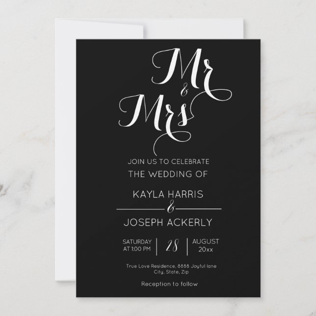 Mr & Mrs wedding invitation card (Front)