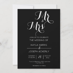 Mr & Mrs wedding invitation card