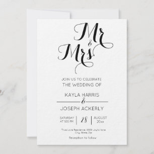 Mr & Mrs wedding invitation card