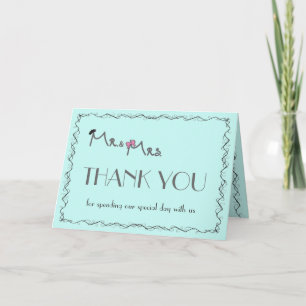 Mr. & Mrs. Wedding Mint Colour Thank You Cards