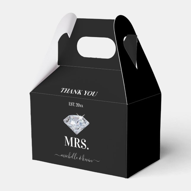 Mr. & Mrs. Wedding Party Black & White  Favour Box (Back Side)