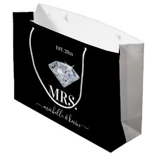 Mr. & Mrs. Wedding Party Black & White Large Gift Bag