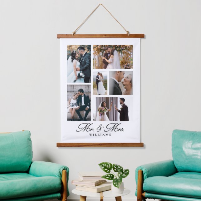 Mr. & Mrs. Wedding Photo Keepsake Hanging Tapestry (Living Room)