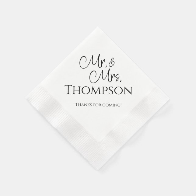 Mr. & Mrs. Wedding Reception Cocktail Napkins (Corner)